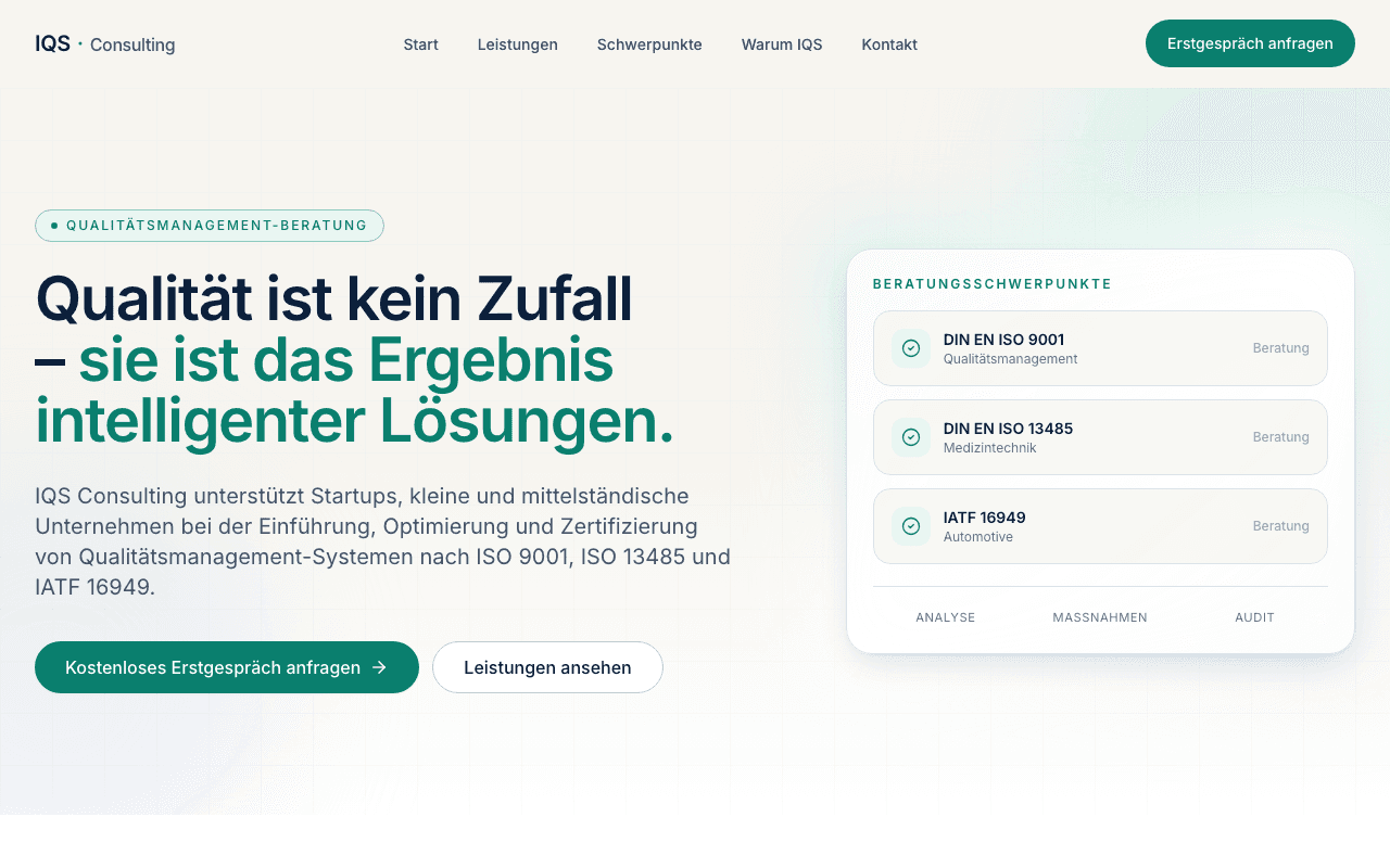 Screenshot von IQS Consulting